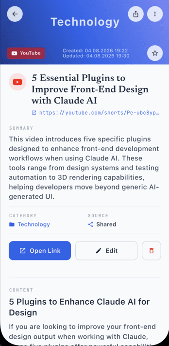Link detail with AI summary and extracted content