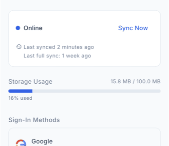 Smart sync status with storage usage
