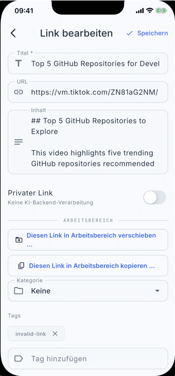 Copy or move a link into a team